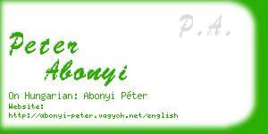 peter abonyi business card